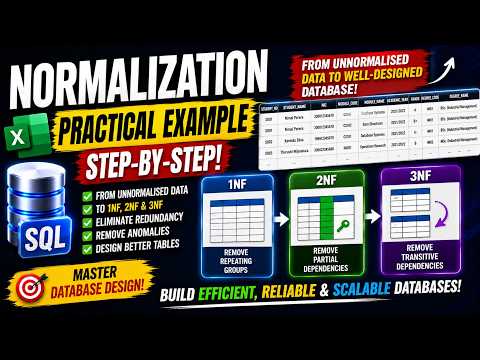 Database Normalization Example | Convert UNF to 1NF, 2NF & 3NF Step-by-Step