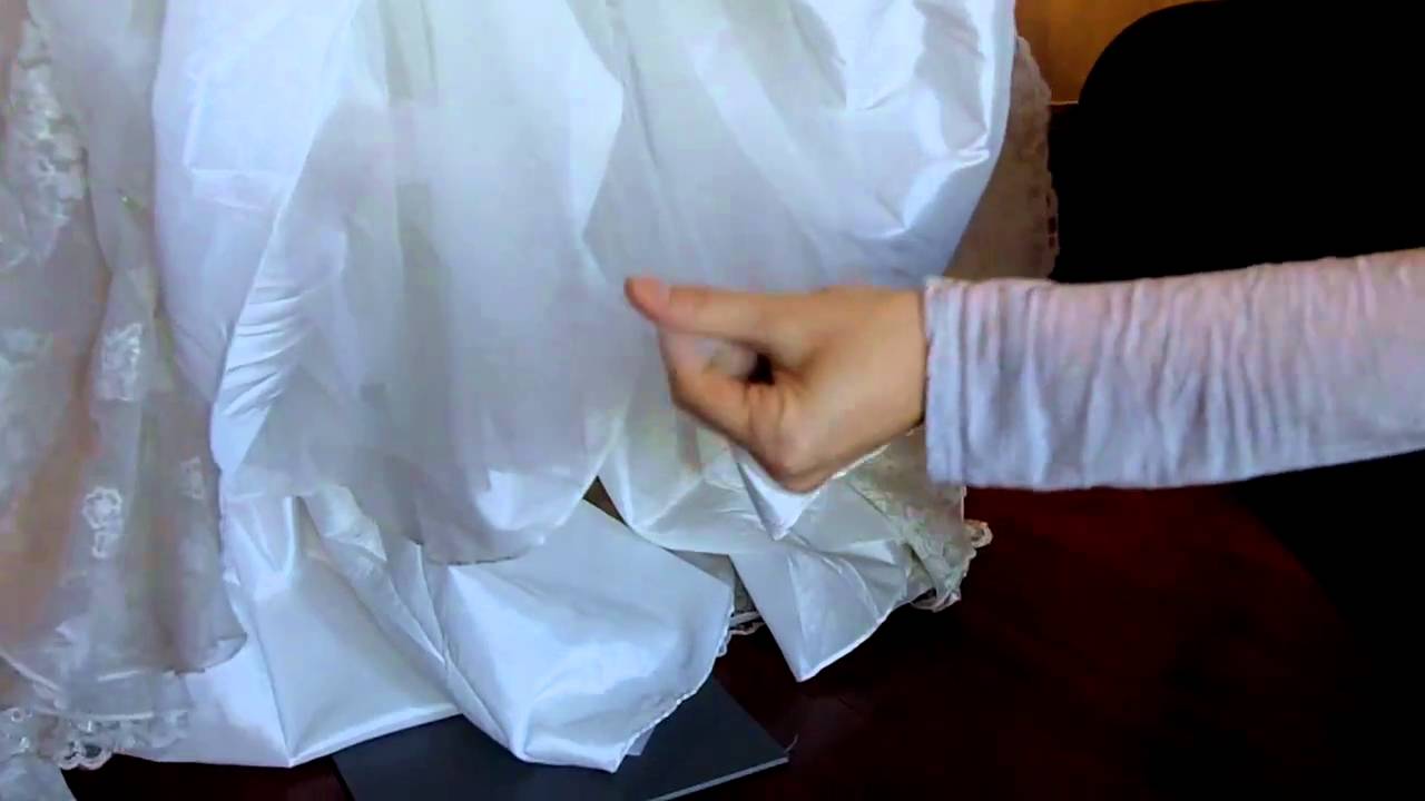 Ivory and Champagne Taffeta with Organza Mermaid Style Wedding Dress - YouTube WeddingDressFantasy.com