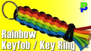 Rainbow Keyfob - Easy to Make - 12 Strand Wide Round Braid  - BoredParacord.com
