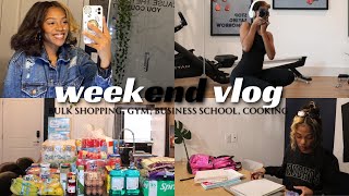 $700 shopping in bulk + bad spending habits + managing business school + gym workouts | weekend vlog