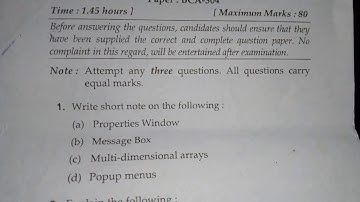 #MDU#paper#BCA#5th#semester-October,2020 #Visual#Basic