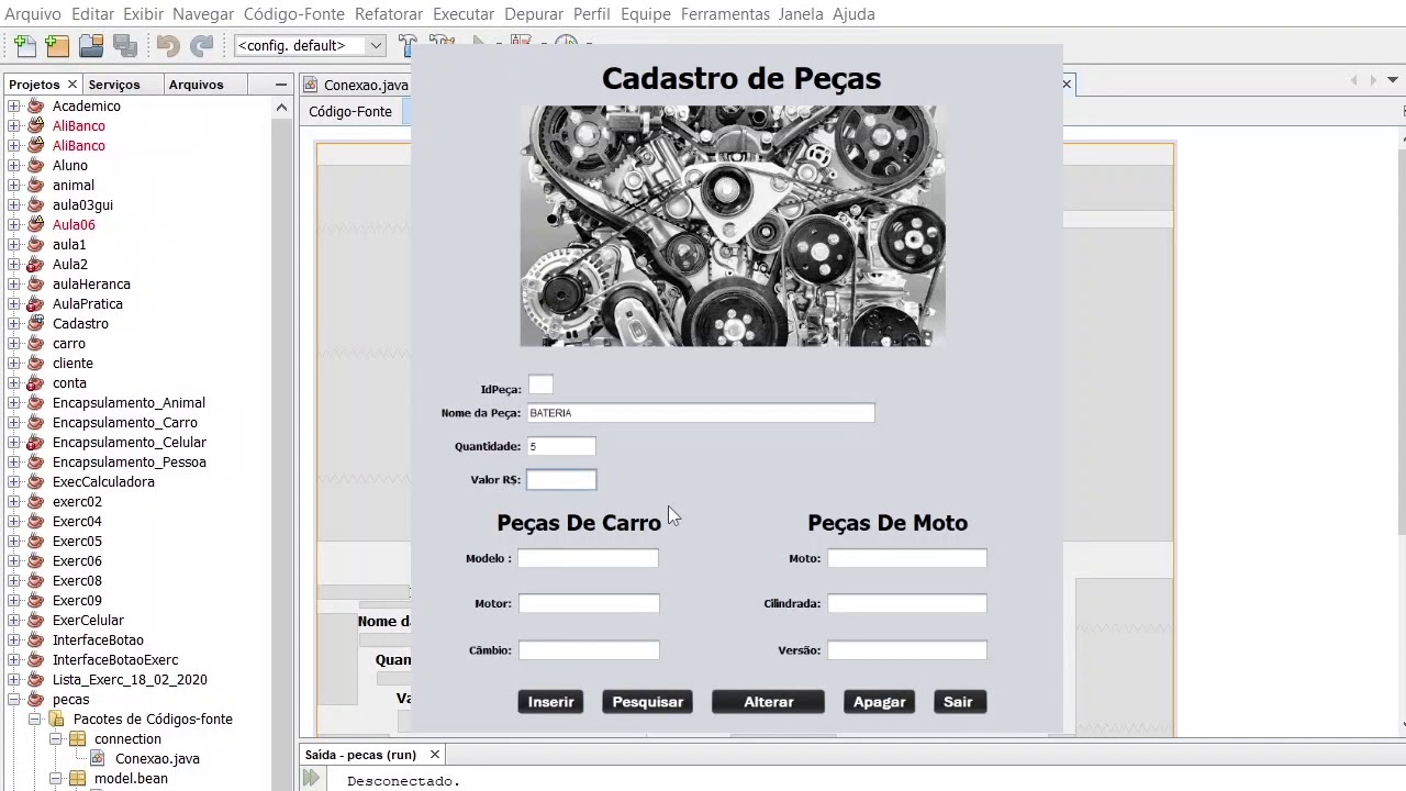 Java Cadastro de Peças Projeto - YouTube