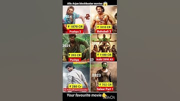 Allu Arjun vs Prabhas Top 3 Highest Grossing Movies | Pushpa 2, Bahubali 2 | #alluarjun #prabhas😱