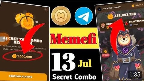 🔥🔥 MemeFi Secret Combo Today !! Memefi 13.Jul.2024 Combo !! Memefi combo Code Today 🔥