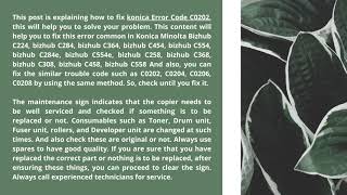 How do i resolve the issue of konica Error Code C0202