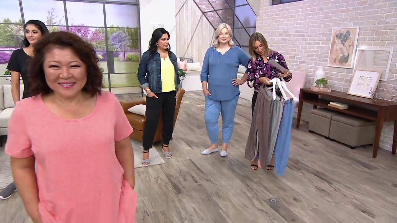 AnyBody Loungewear Cozy Knit Ruffle Waist Jogger Pant on QVC