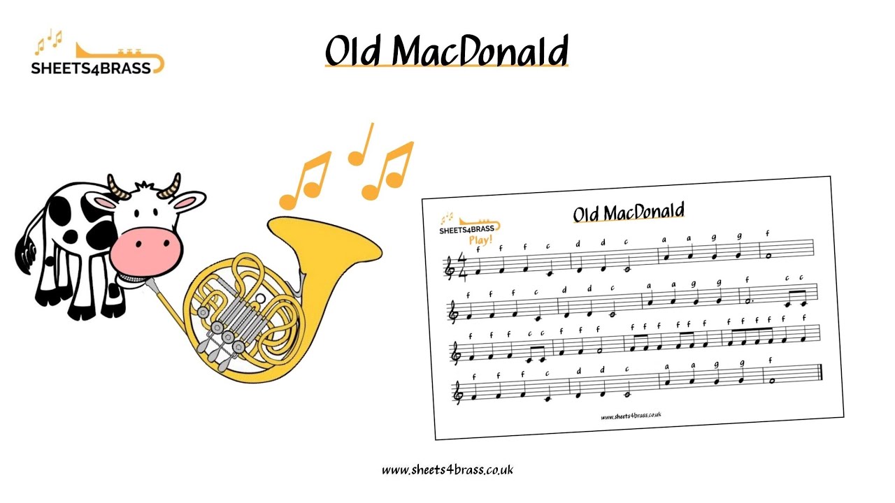 Old MacDonald for French Horn Play Along with Sheet Music YouTube