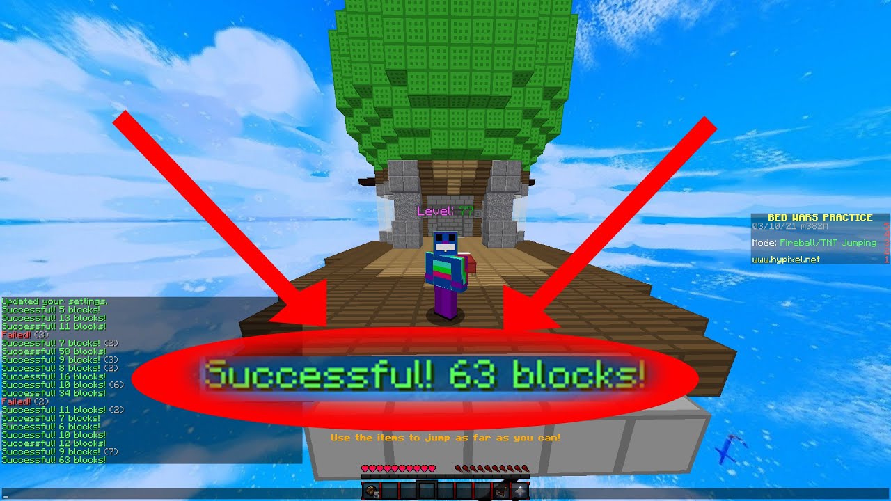 NO BLOCKS/DUPES Fireball jump practice former World Record