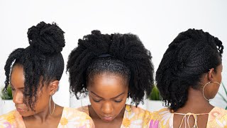 3 Natural Afro Hairstyles For Medium To Long Natural Hair (Quick &amp; Easy)