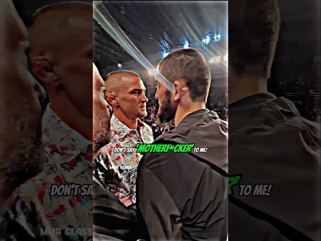😡HEATED! - Islam Makhachev and Dustin Poirier Crazy Face Off#islammakhachev #UFC #shorts #fyp #MMA class=