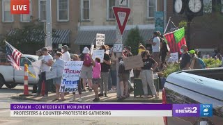 Protests continue over Graham Confederate statue