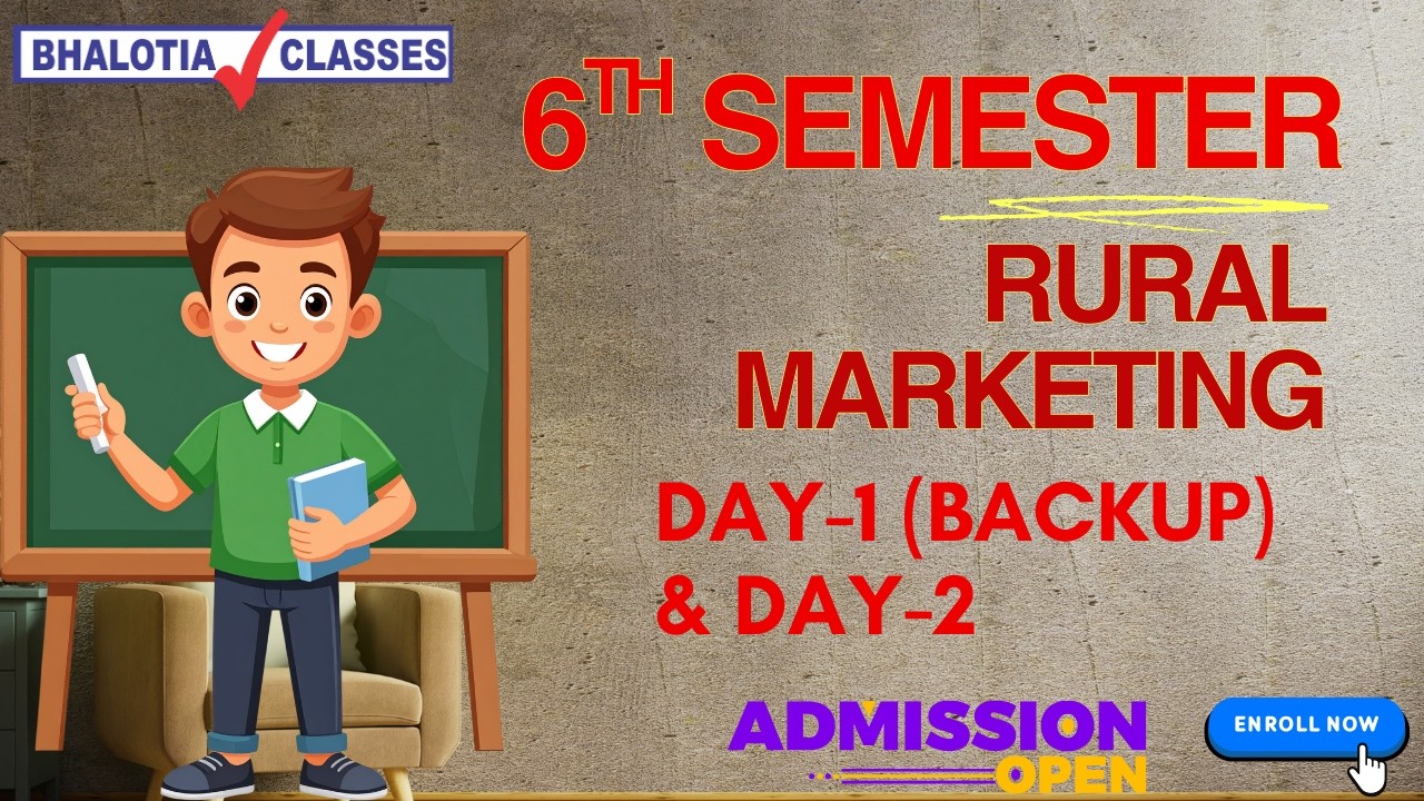 6TH SEM CCF | RURAL MARKETING | DAY-1 (BACKUP) + DAY-2 | DAY BY VAISHNAVI MAAM | BCOM | CU