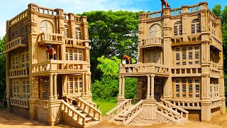 [Full Video] Building Most Creative 4-Story Mud Villa House Design In Forest By Ancient Skills