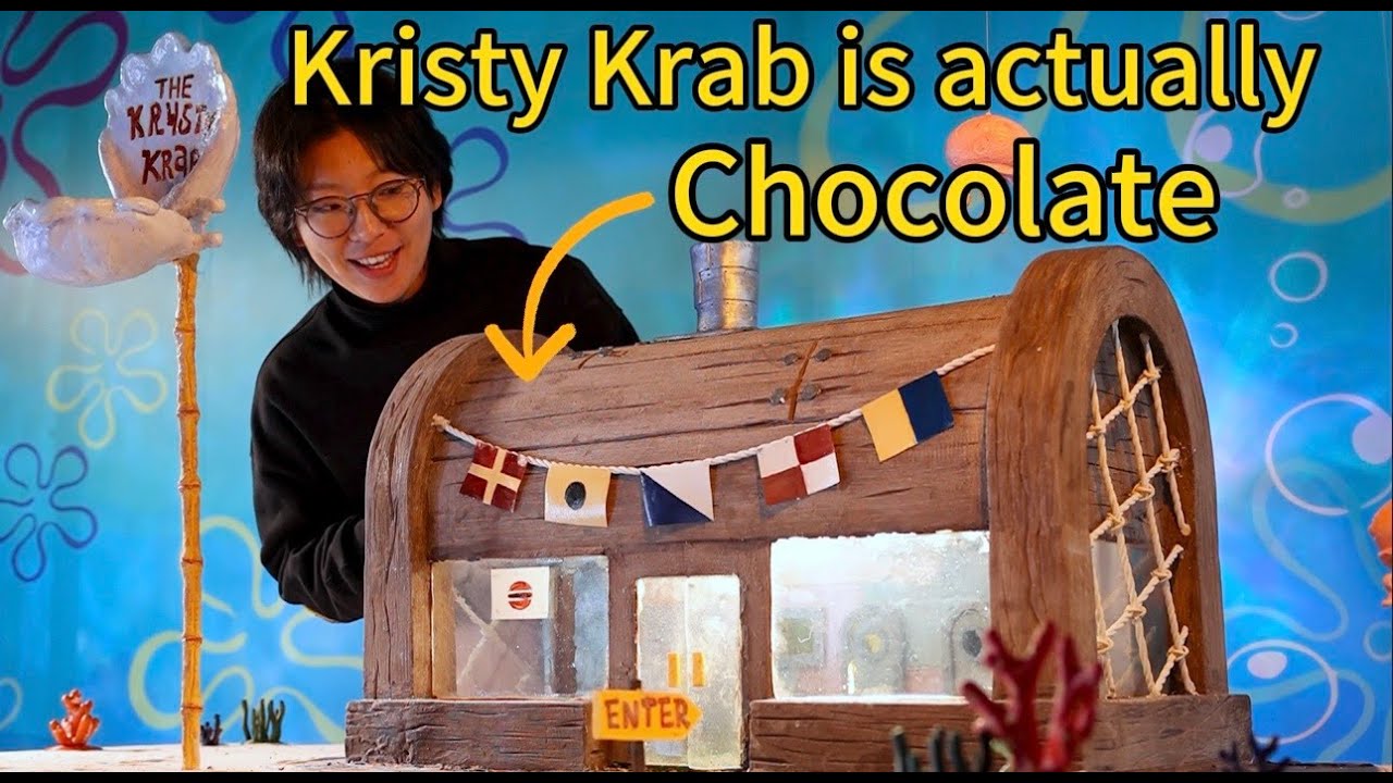 I made a Krusty Krab restaurant out of chocolate.「SpongeBob 」我用巧克力做了一整个蟹堡王餐厅.