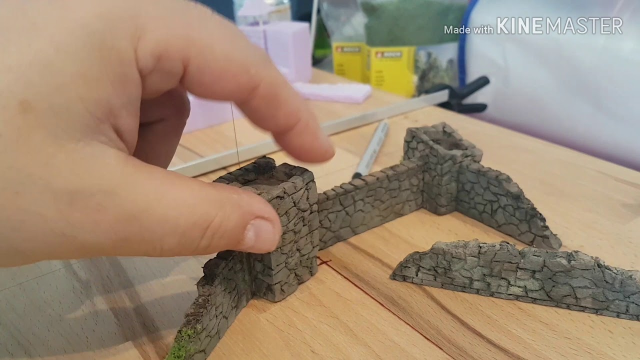 Burgruine(Stadtmauer) aus Styrodur basteln (Spur TT)