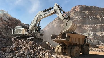 Liebherr 984 Excavator Loading Caterpillar Dumpers - Sotiriadis/Labrianidis Mining Works