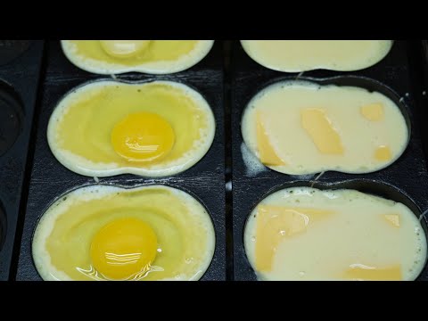 放了整顆雞蛋的雞蛋糕/韓國雞蛋糕-Korean Egg Pancake 계란빵/Taiwanese street food/旱溪夜市小吃