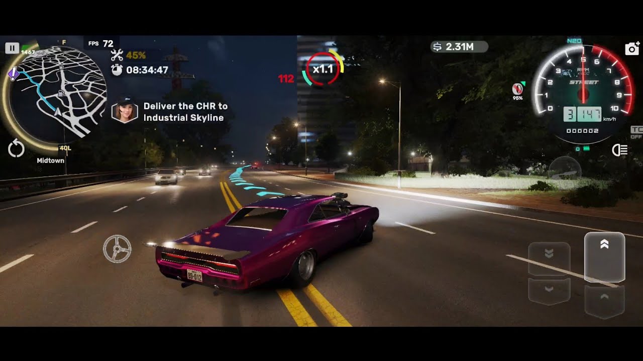 Carx Street Mobile 72fps on Redmagic 10S Pro (Maximum Graphic) Internal Screen Recorder (test) 