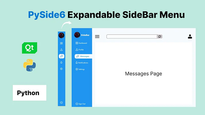 PySide6 Expandable Sidebar Menu — Qt Designer, QStackedWidget, Signals/Slots, Icons & QSS Styling