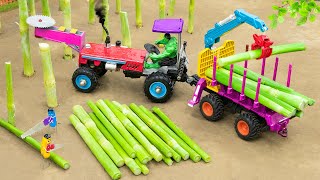 Diy tractor making Automatic sawing machine science project | DIY mini Crane truck | @Sunfarming