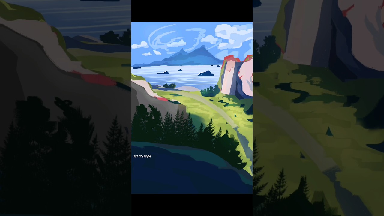 when you use ibis paint to draw a  landscape 