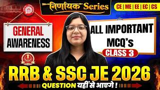 SSC JE 2026 & RRB JE 2026 CBT 1 | General Awareness | All Important MCQs Class-3