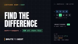 LeetCode #389: Find the Difference, XOR Trick in O(n) Time and O(1) Space