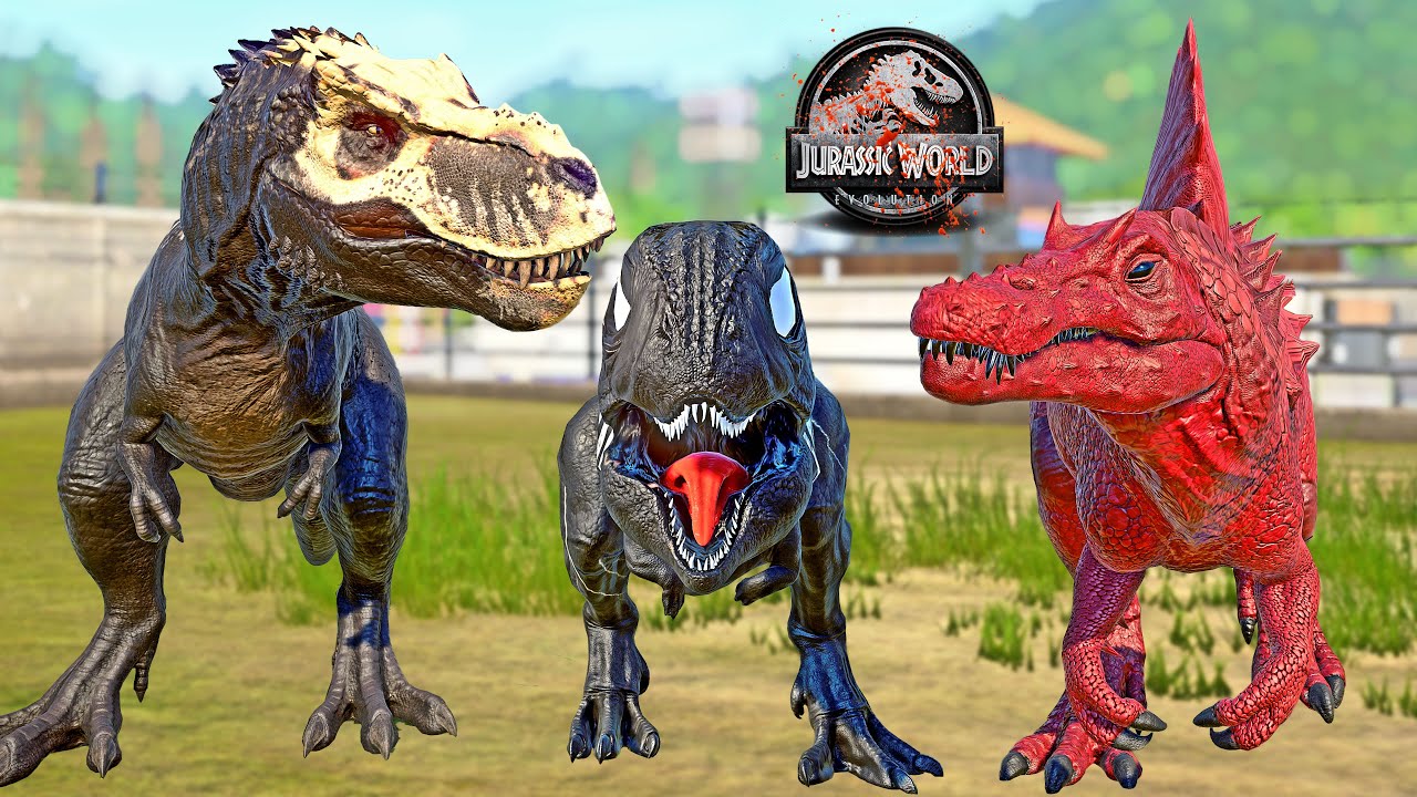 Revolution T-REX vs Monster Spinosaurus, Venom Carnotaurus Fight 🌍 JURASSIC WORLD EVOLUTION