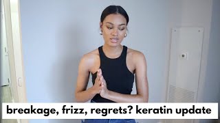 At Home Keratin Treatment Update | Natural Hair | Curly to Straight