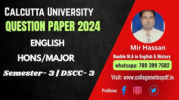 CU 3rd Semester English Honours DSC-3 Question paper 2024