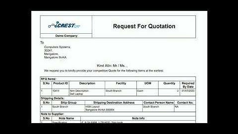 CREST ERP RFQ Process