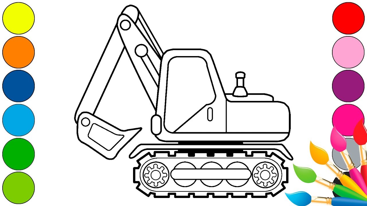 Рисуем | Excavator Coloring Book | coloring pages for kids - YouTube