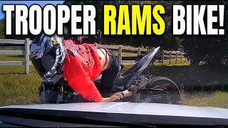 COP RAMS MOTORCYCLE: 140 MPH Wrong-Way Takedown & Fleeing Pickup Truck