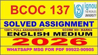 BCOC 137 solved assignment 2026 in English || bcoc 137 solved assignment 2026 || ignou bcoc137 2026
