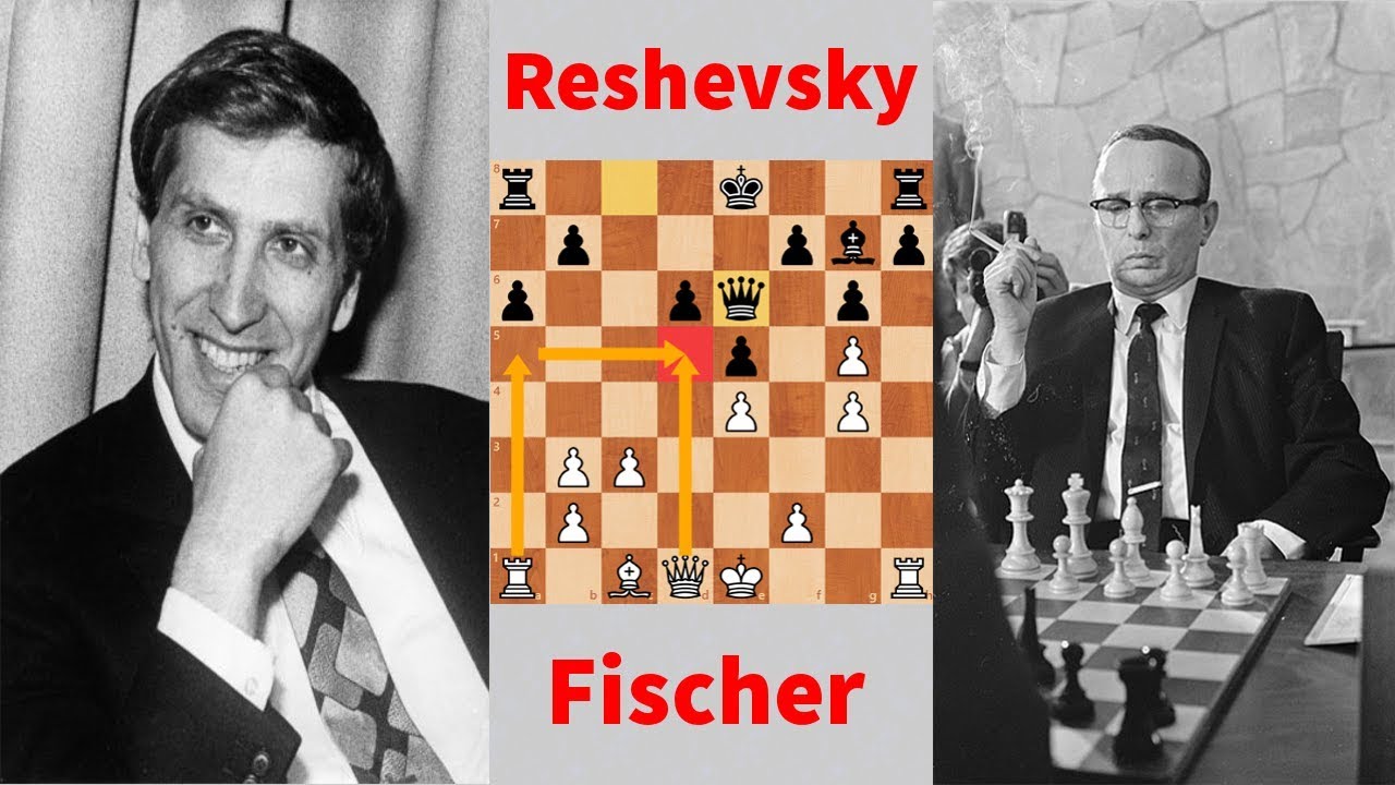 Bobby Fischer beats a Grandmaster in 10 moves! (But Reshevsky plays on) 