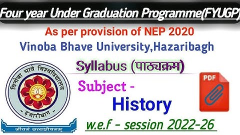 FYUGP sem 1 History Subject Syllabus VBU under FYUGP