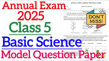 Class 5 Basic Science Annual Exam 2025 Model Question paper | Class 5 Basic Science annual exam 2025