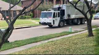 Garland TX: 1730 Heil Durapack 5000 rear loader collecting April Fools bulky trash 🛋️