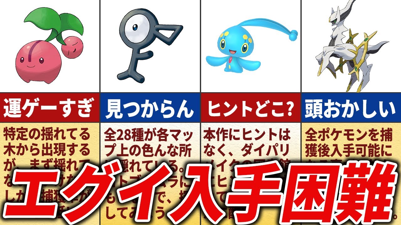 レジェンズアルセウスで入手難易度がバグってるポケモンTOP13