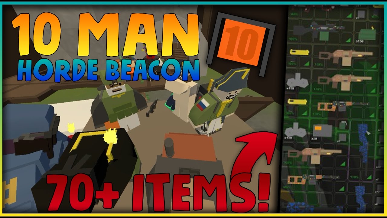 10 MAN VANILLA HORDE BEACON! 70+ ITEMS! Unturned Vanilla Survival