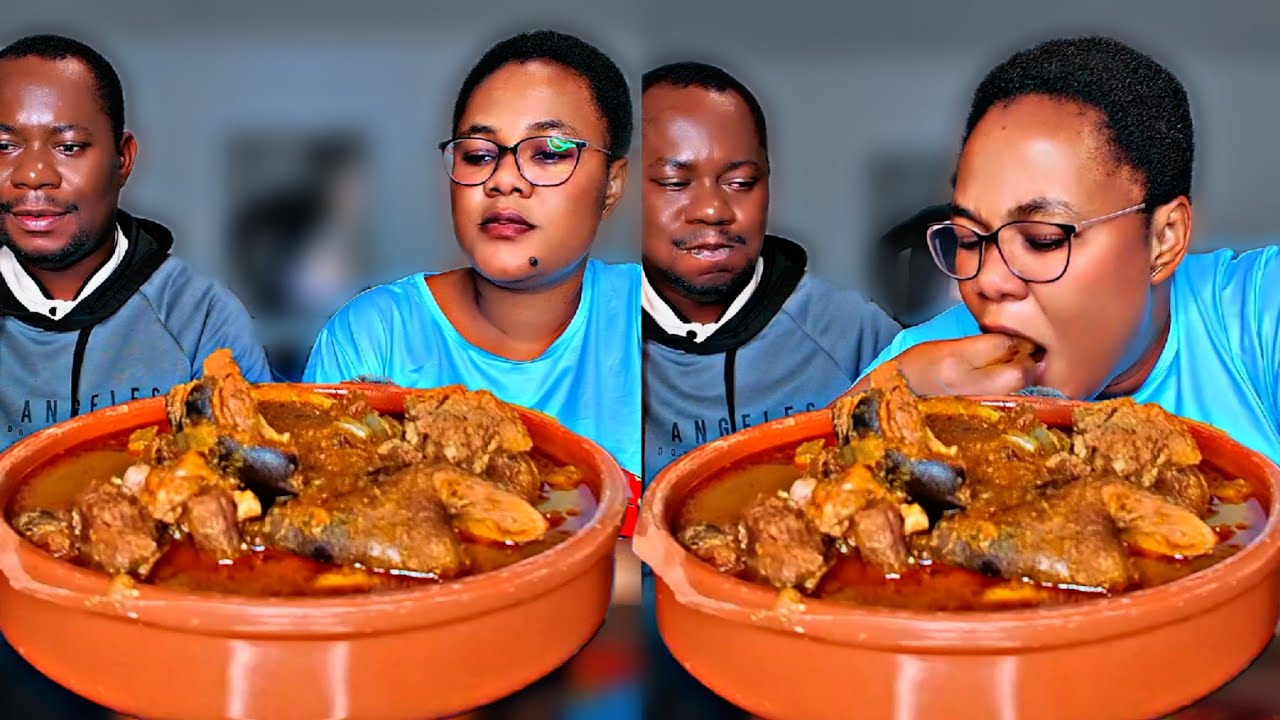 Бросай кубики и ешь мукбанг, африканская кухня мукбанг, фуфу с супом из козлятины мукбанг