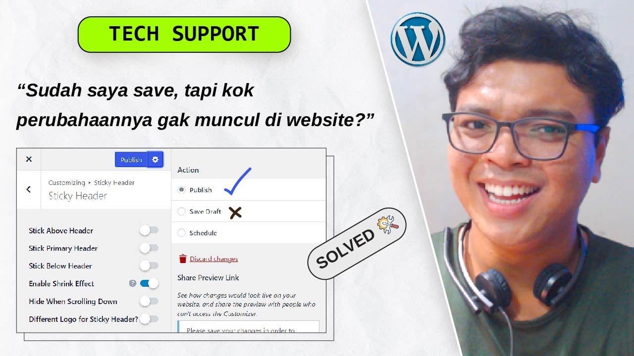 Wordpress tutorial cara publish perubahan yang ada di website astra