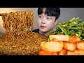 아내표 집밥🍚 짜파게티 범벅 석박지 부추무침 요리 먹방 Black Bean Noodles &amp; Kimchi ASMR MUKBANG REAL SOUND EATING SHOW