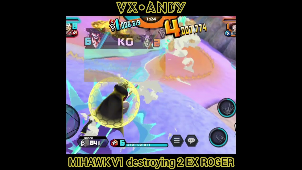 OPBR V1 MIHAWK double kill vs EX Gol D ROGER on Teamboost • One Piece Bounty Rush Showcase 2022 4K