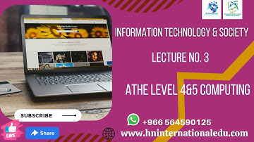 Information Technology and Society Lecture No. 3 ATHE Level 4 & 5 Diploma in Computing