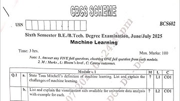 Machine Learning Answer Key | BCS602 | VTU 22 Scheme 6th Sem | Latest July 2025 Exam Solutions