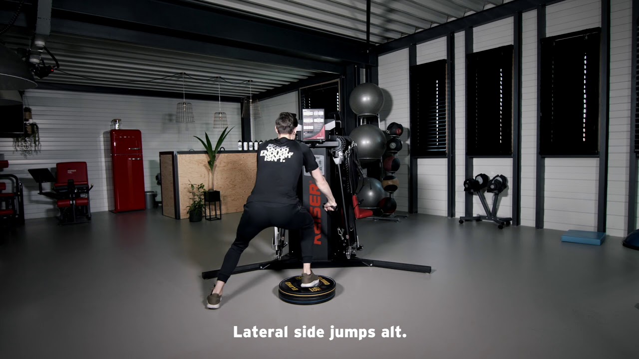 Exercise 34: lower body step hands 2 lateral side jumps alt | Keiser Europe - YouTube
