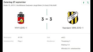 Voetbalwedstrijd 27-09-2025 WVV JO15-1 tegen Veendam1894 JO15-1