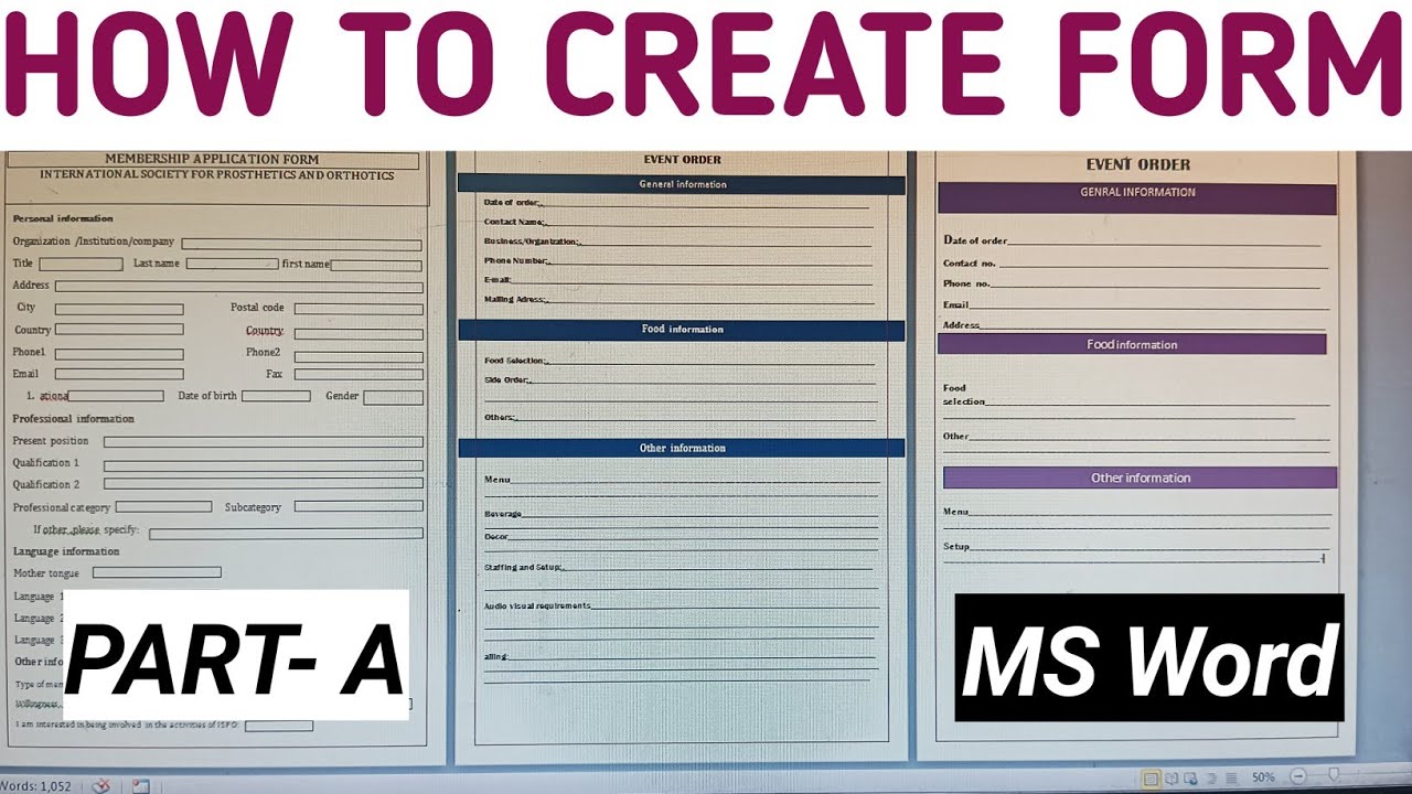 HOW TO CREATE FORM IN MS WORD - YouTube