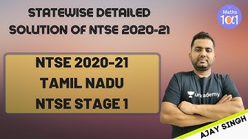 Tamil Nadu - Detailed Solution of NTSE 2020-21 | Maths | Ajay Singh